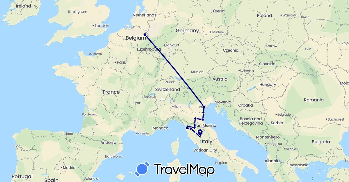 TravelMap itinerary: driving in Italy, Netherlands (Europe)